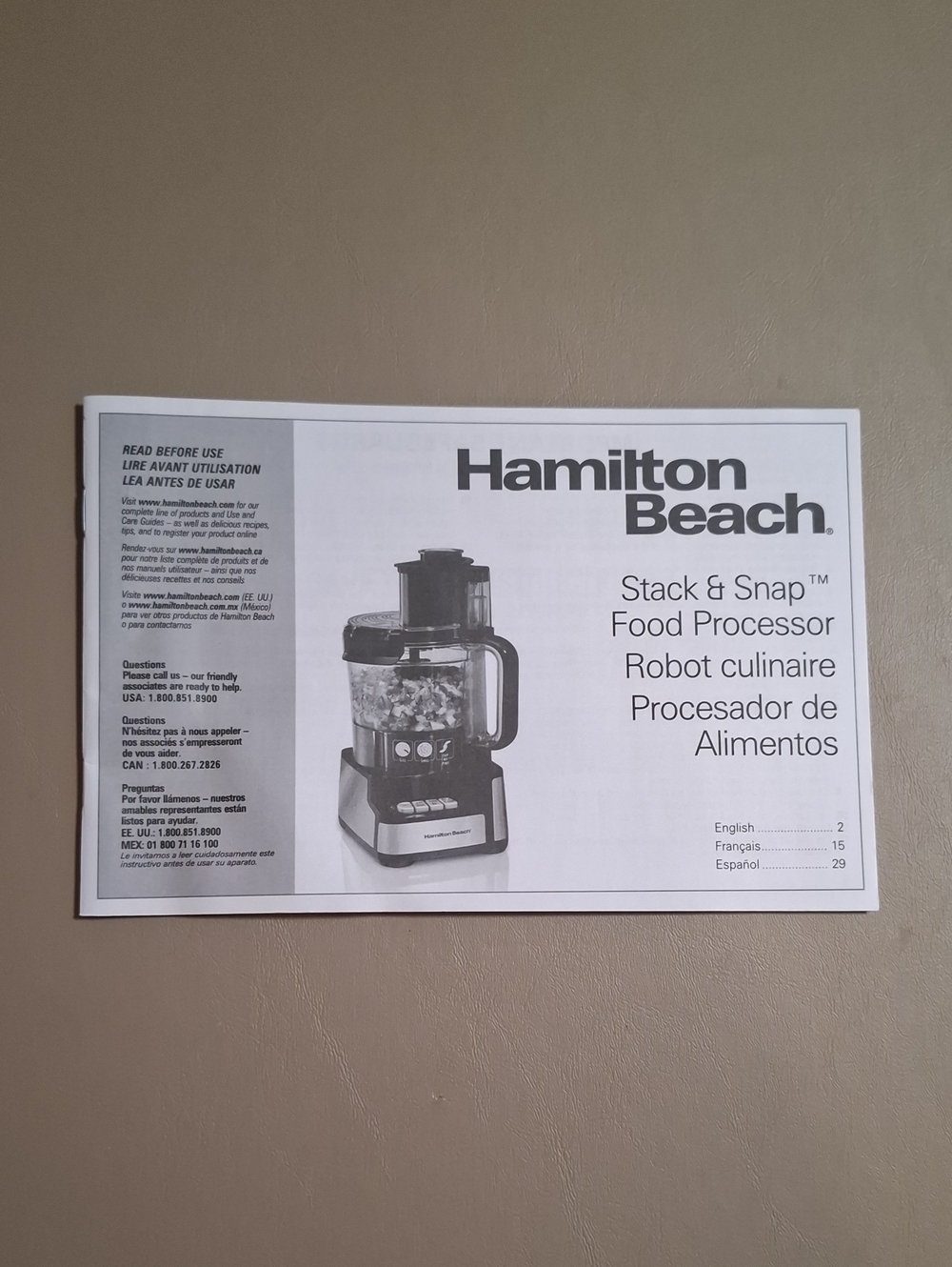 Hamilton Beach Stack & Snap Food Processor Instruction Manual
